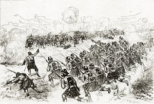 The Black Watch Charging the Intrenchments at the Battle of Tel el-Kebir, published in 